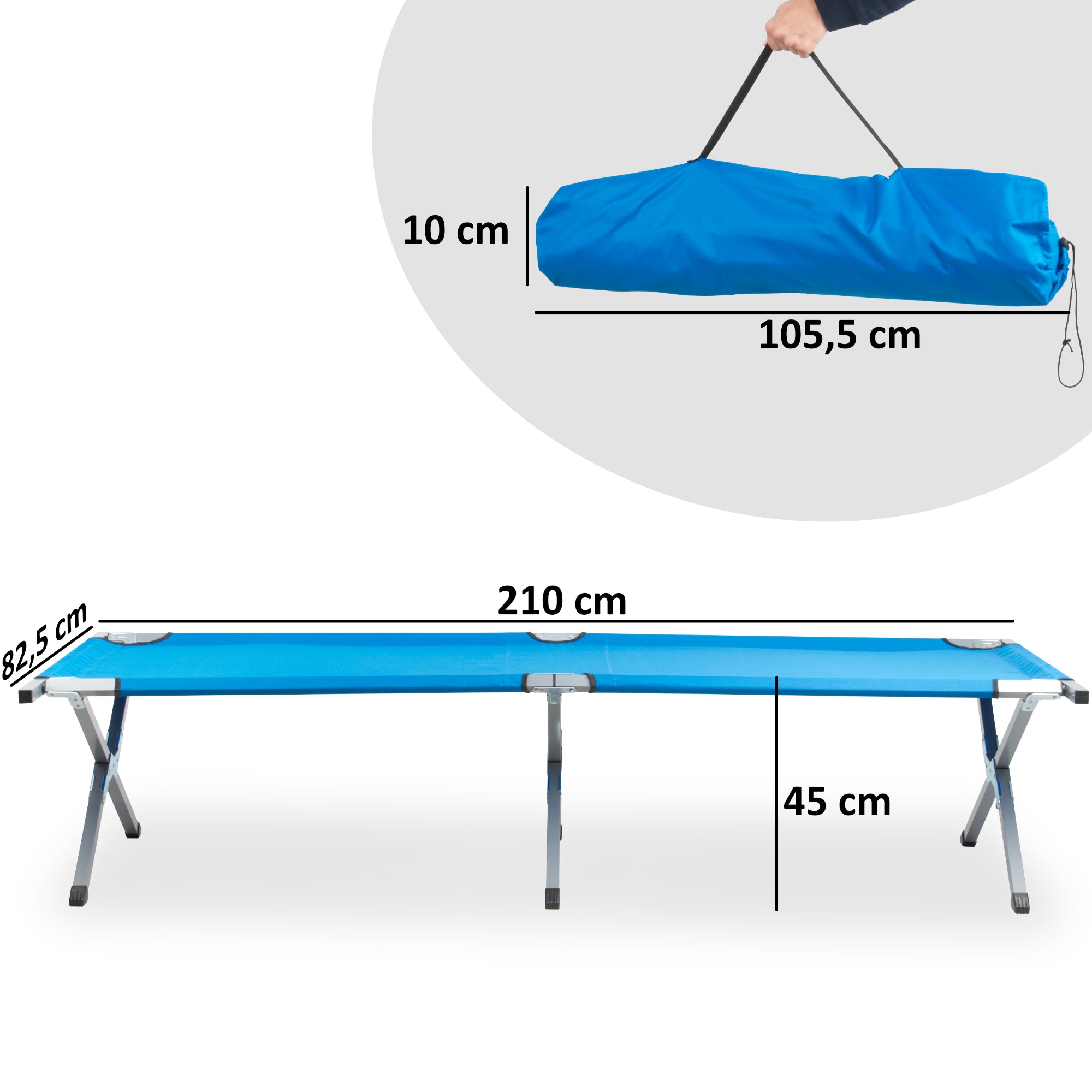 Camp bed, up to 200 kg, including carrying bag, camping cot