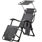 Chaise longue, comprenant un auvent et des rouleaux de massage pour les bras