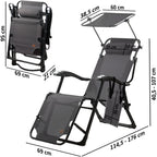 Chaise longue, comprenant un auvent et des rouleaux de massage pour les bras