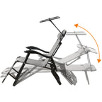 Chaise longue, comprenant un auvent et des rouleaux de massage pour les bras