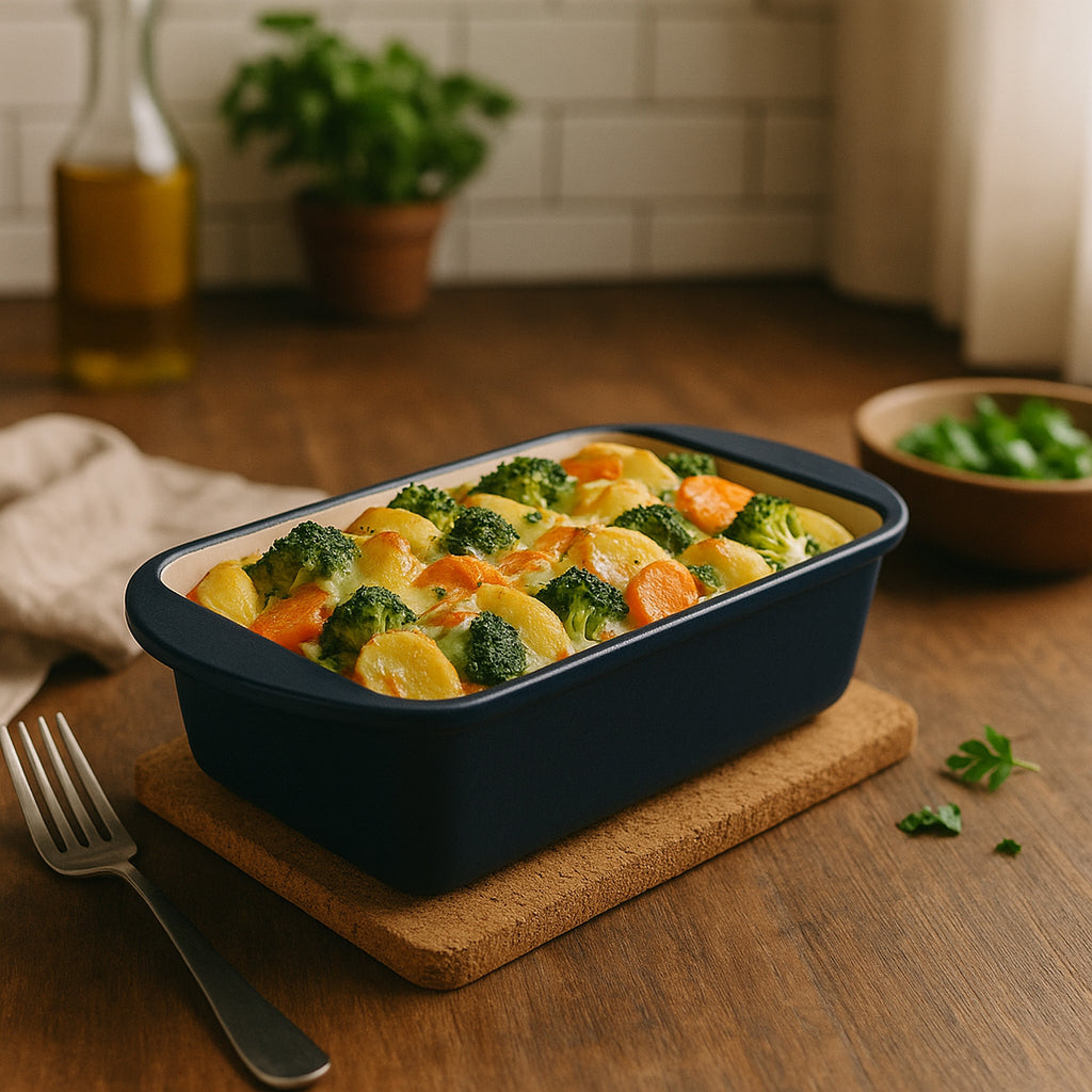 Casserole dish, square, cast iron, suitable for induction cooktops