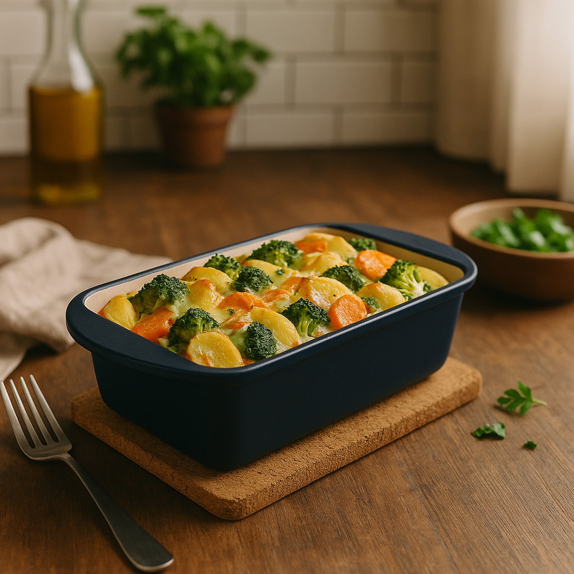 Casserole dish, square, cast iron, suitable for induction cooktops