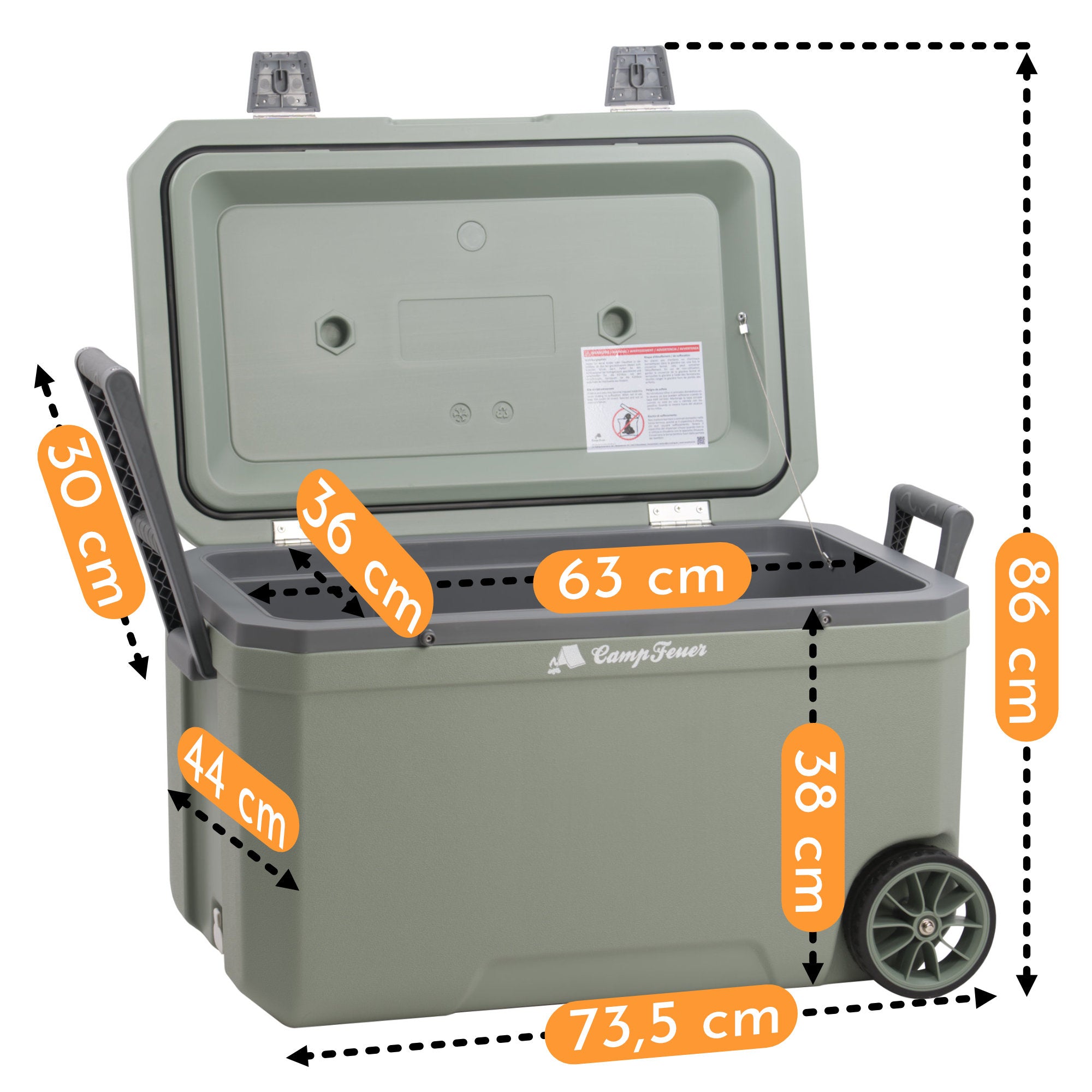 Glacière, 70 litres, avec roues
