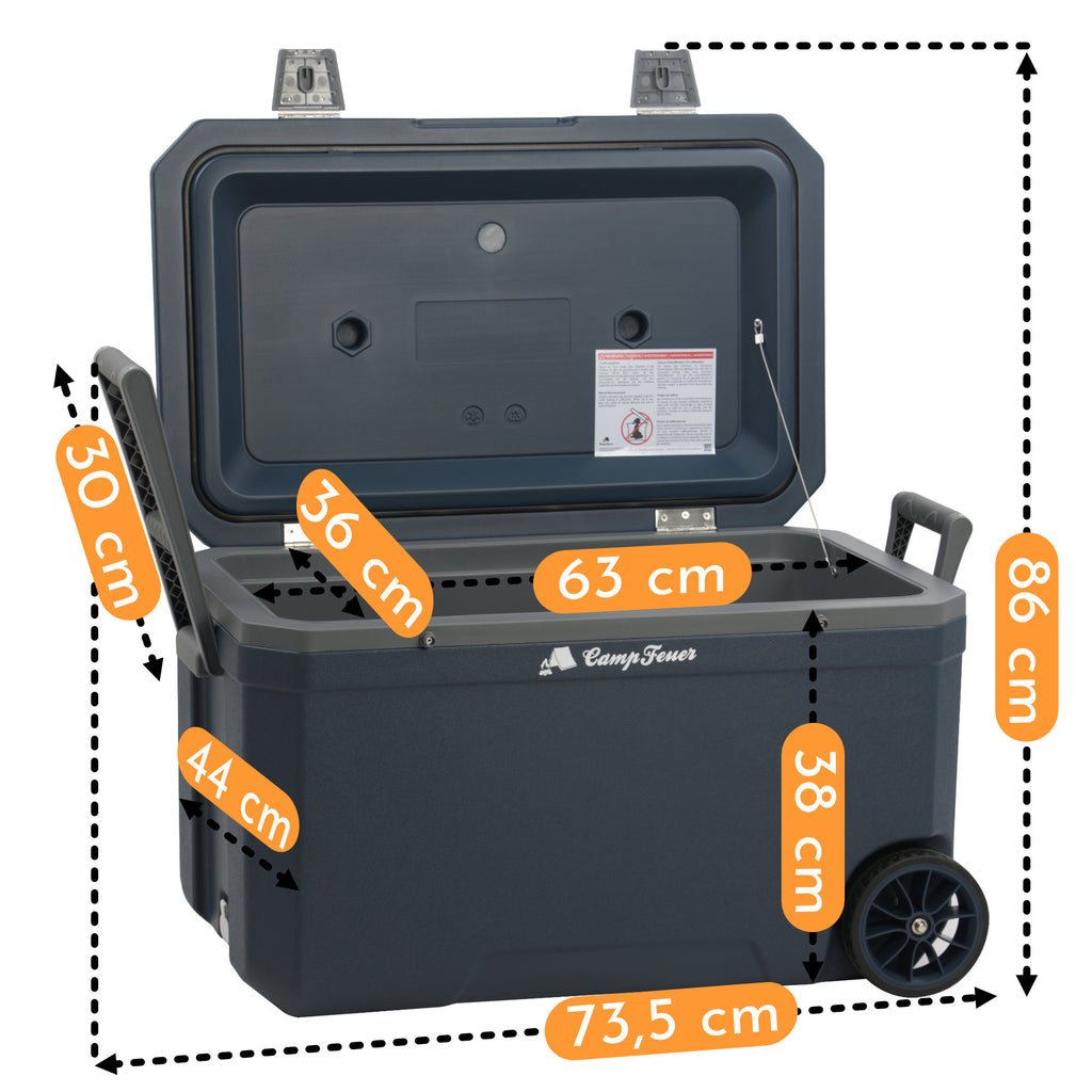 Cooler, 70 liters, with wheels