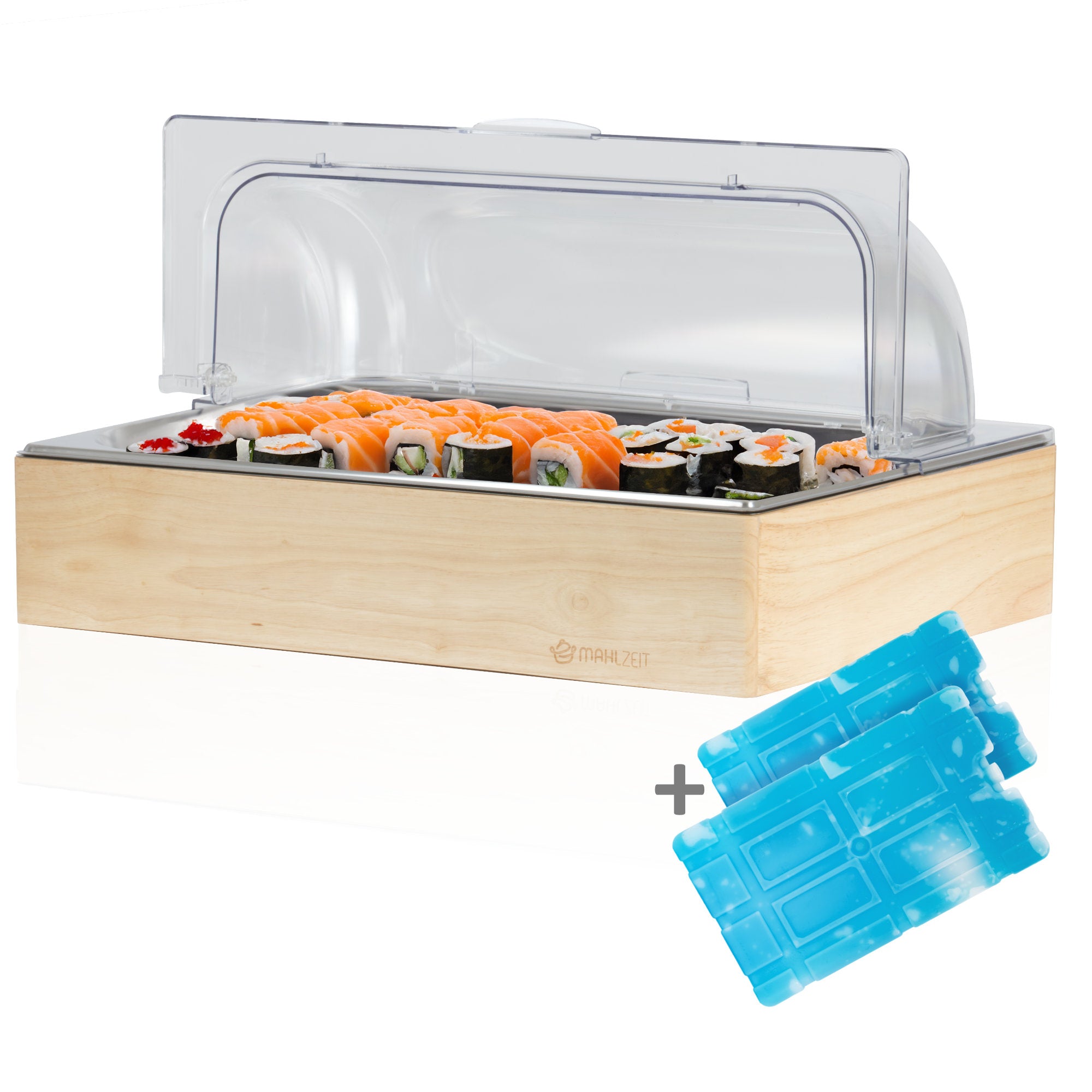 Chilled serving platter, 53 x 34 x 27 cm, GN 1/1, incl. wooden frame