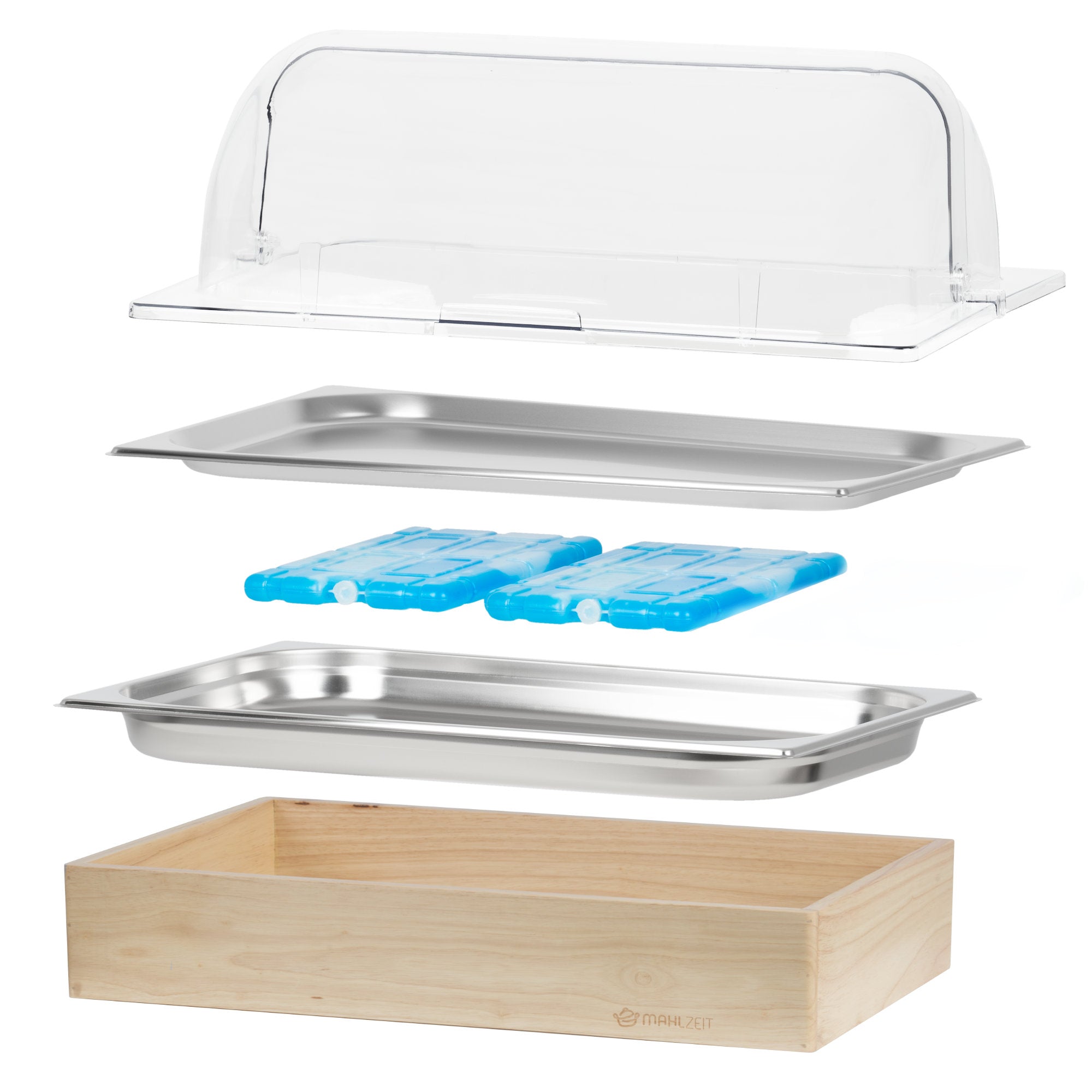 Chilled serving platter, 53 x 34 x 27 cm, GN 1/1, incl. wooden frame