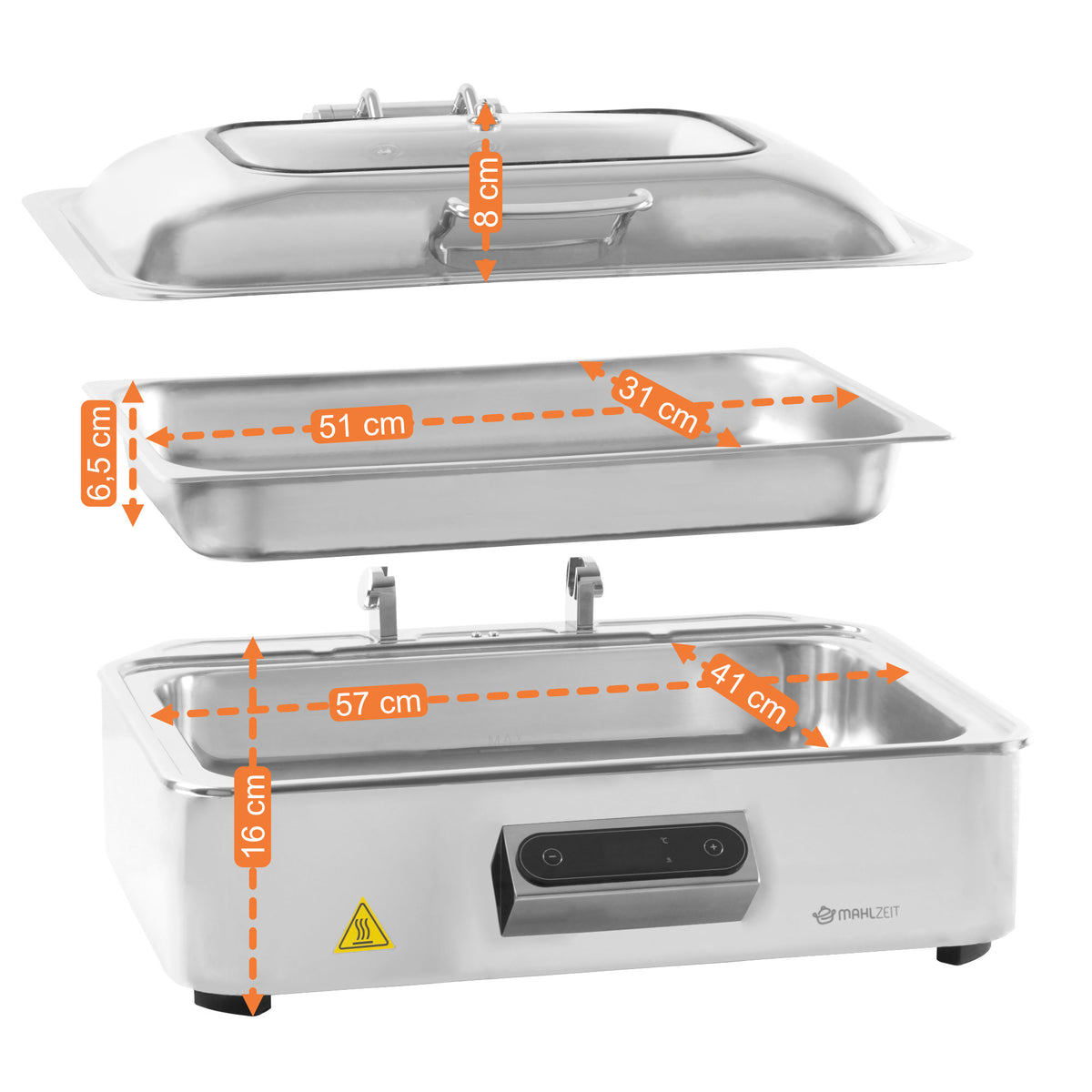 Chafing Dish, Edelstahl, 9,5 Liter, inkl. Display und Deckel