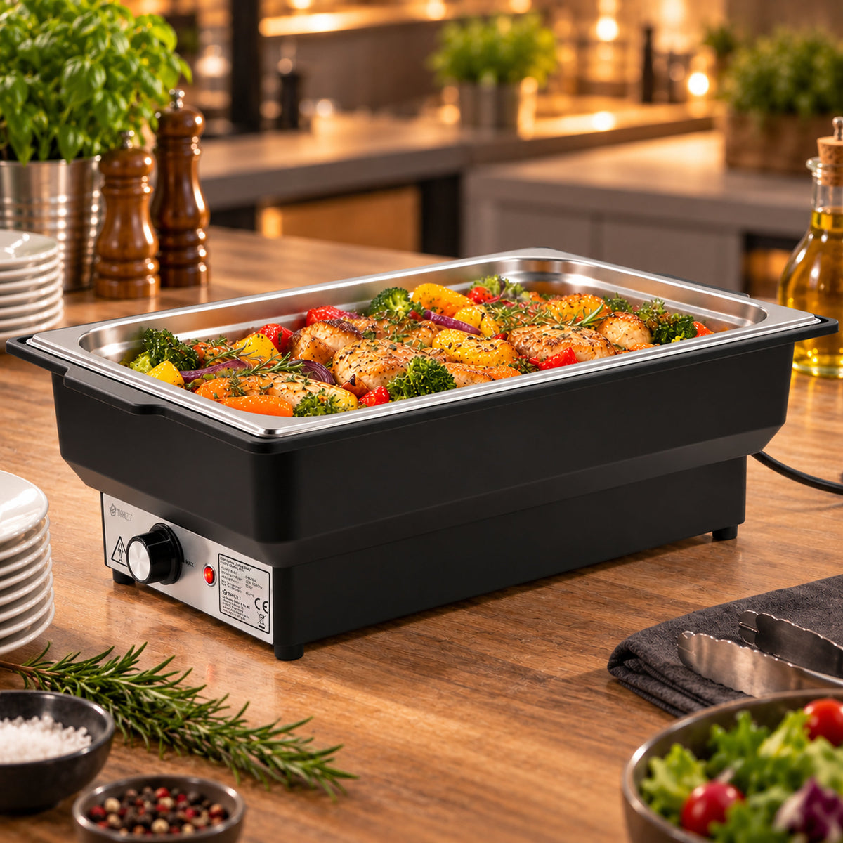 Chafing Dish, Edelstahl, 8 Liter, mit Deckel