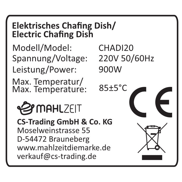Chafing Dish, Edelstahl, 8 Liter, mit Deckel
