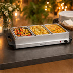 Edelstahl 2in1 Buffetwärmer mit 3x 1/3 GN-Behältern