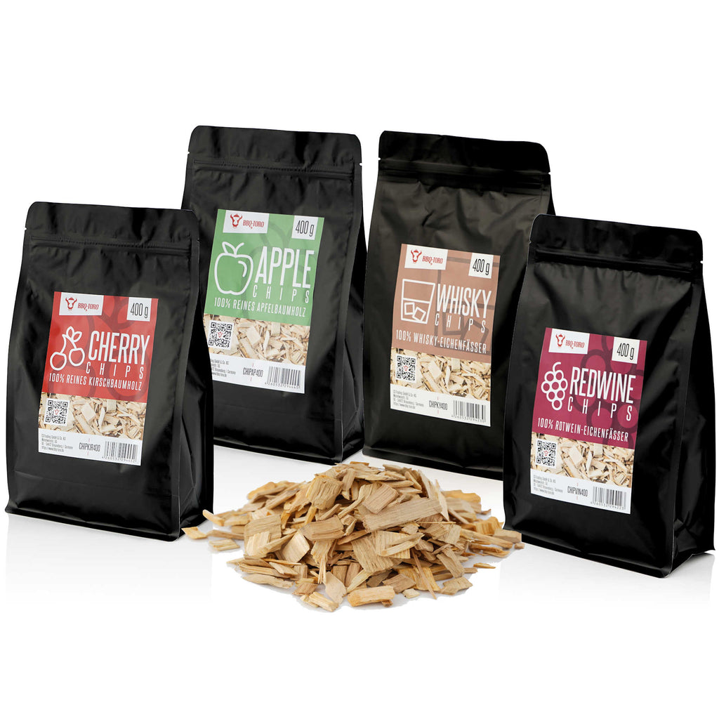 Coffret de copeaux fumés, 4 variétés, 400 g chacune