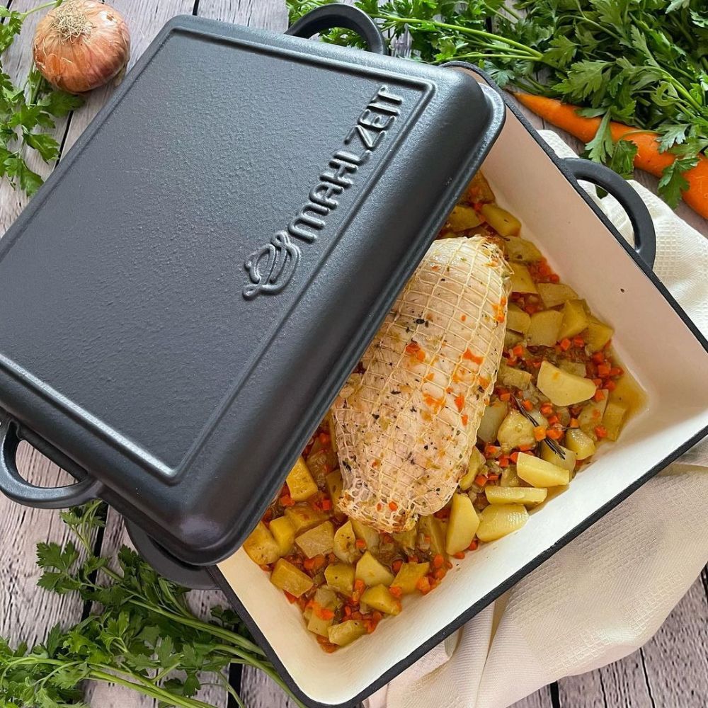 Roasting pan, 10.5 liters, cast iron, enamelled, including lid