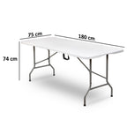 Table pliante, plastique, 180 x 75 x 74 cm, pliable