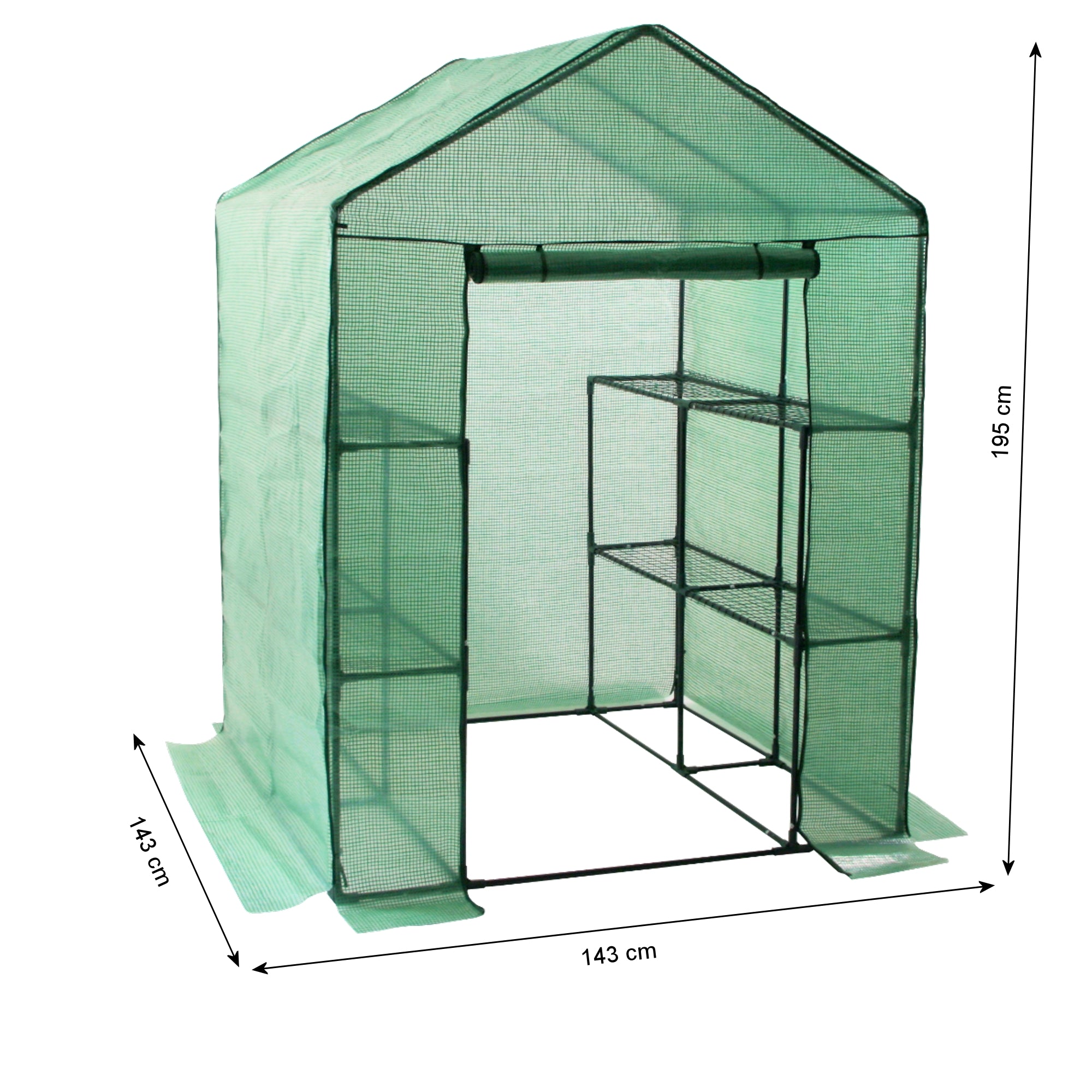 Serre en aluminium, 195 x 143 x 143 cm, étagère comprise
