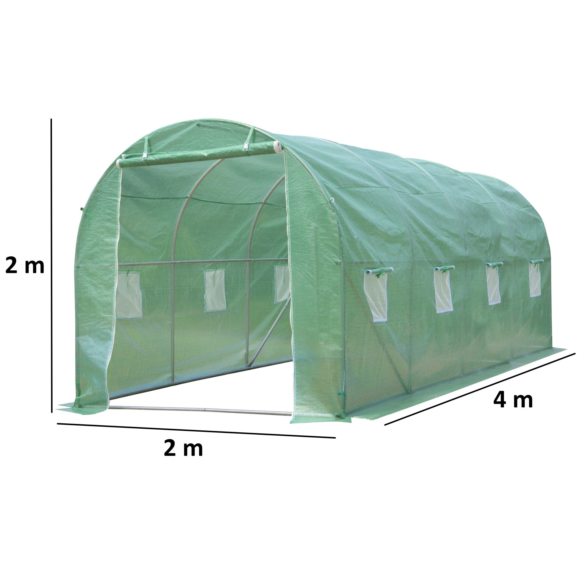 Foliengewächshaus, (H) 2 m, Stahlrohr verzinkt, PE-Gitterfolie