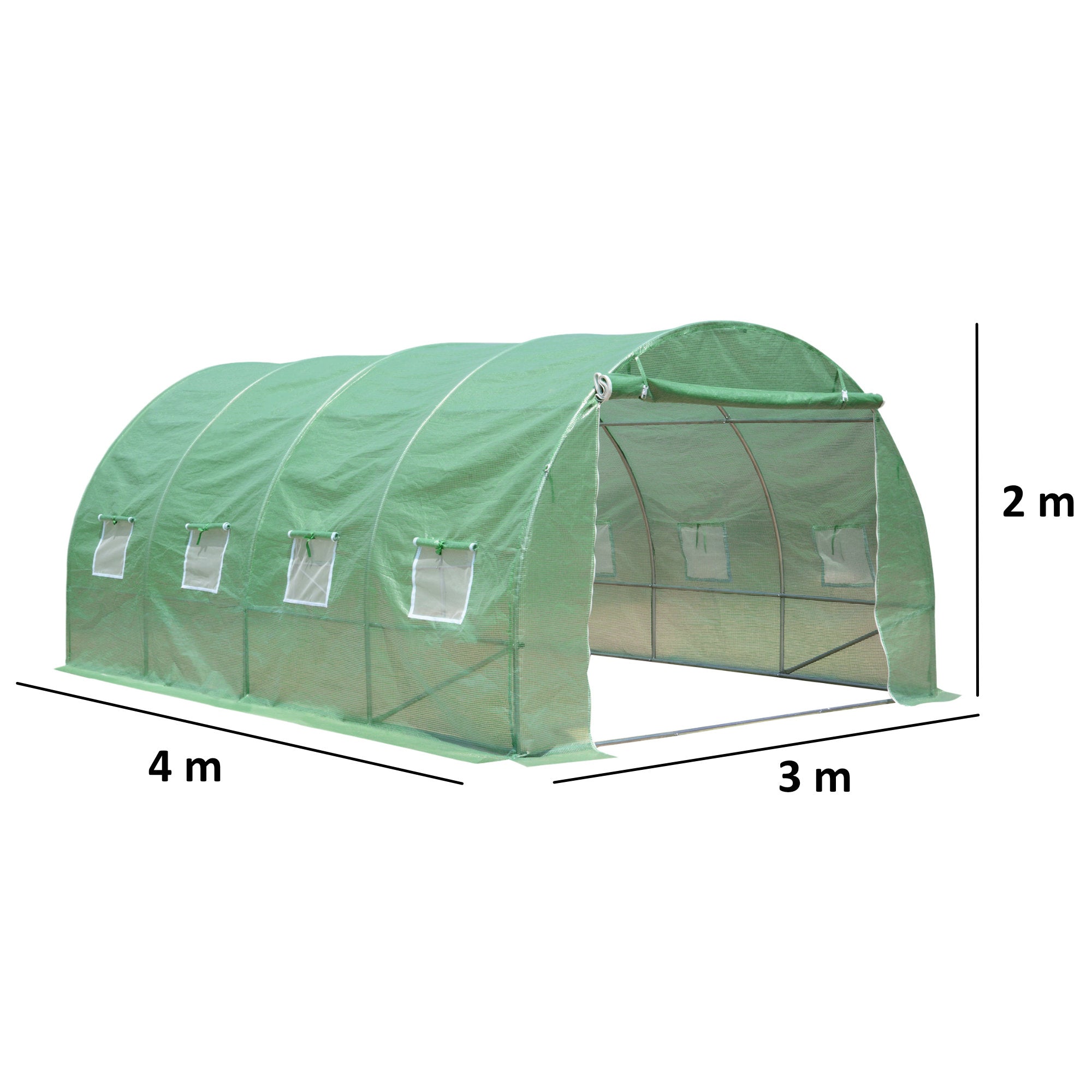 Foliengewächshaus, (H) 2 m, Stahlrohr verzinkt, PE-Gitterfolie