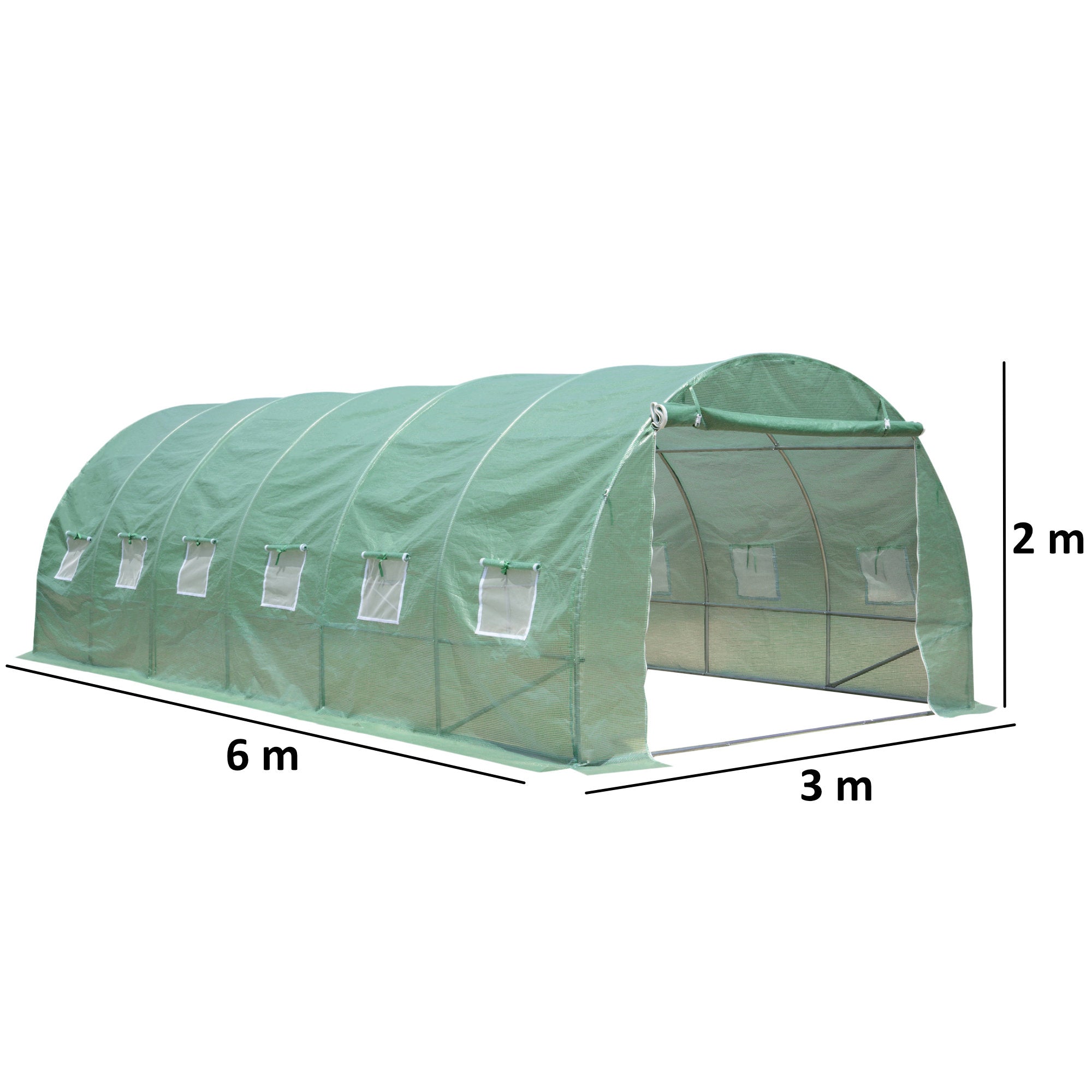 Foliengewächshaus, (H) 2 m, Stahlrohr verzinkt, PE-Gitterfolie