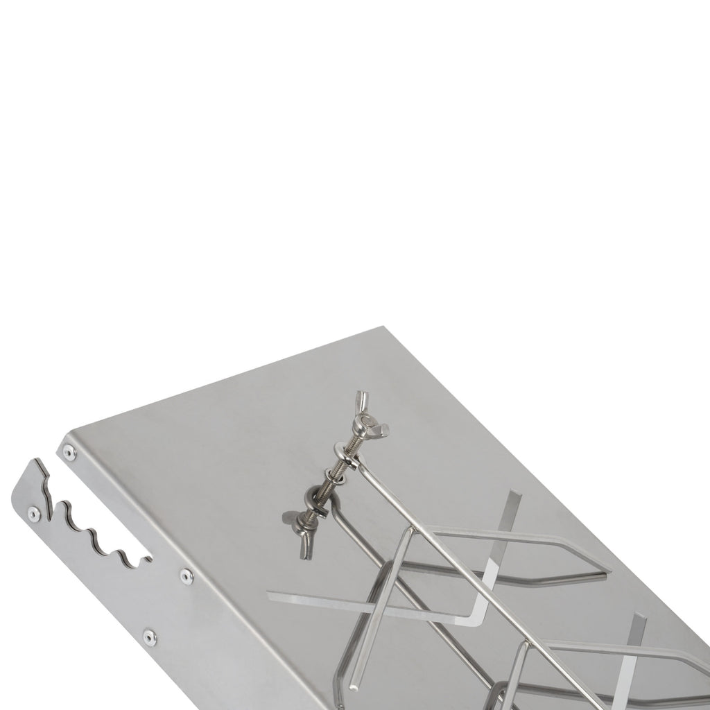 Planche à saumon grillée à la flamme, en acier inoxydable, avec support