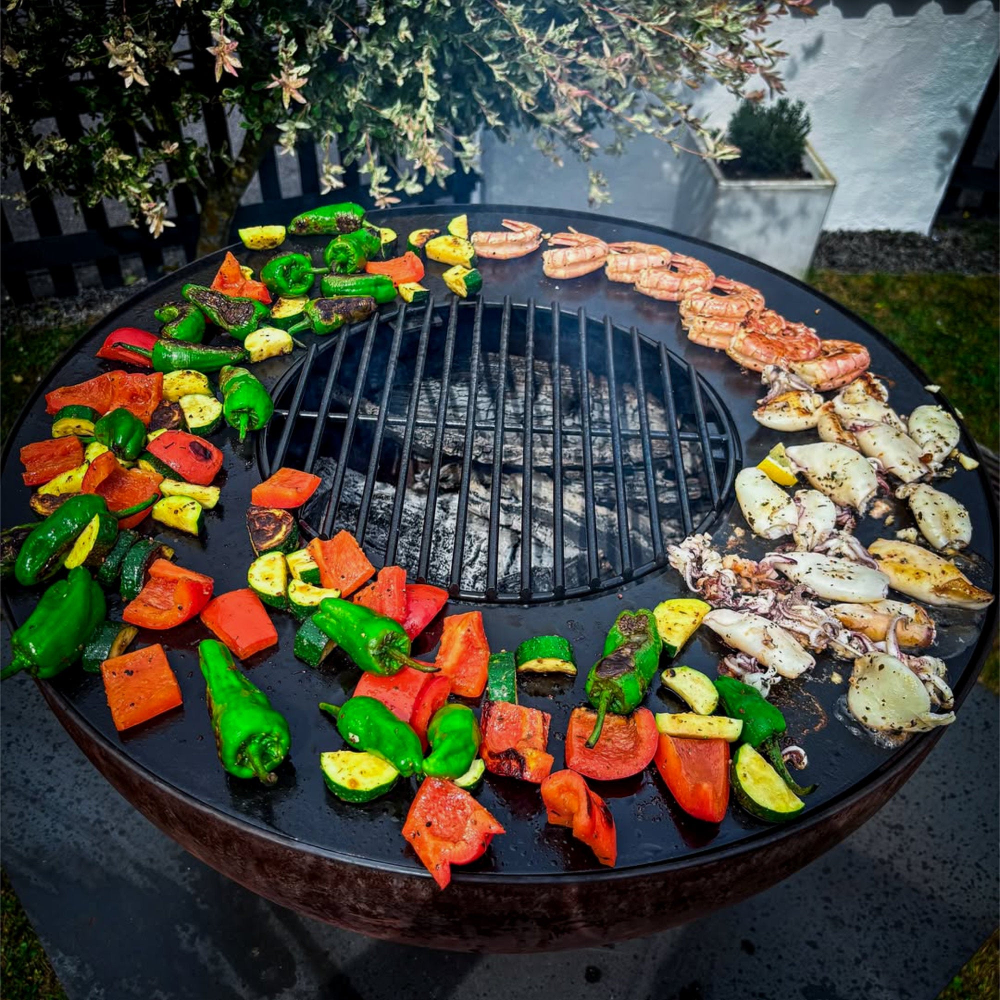 Feuerschale mit Grill, Ø 60 cm, Rostoptik