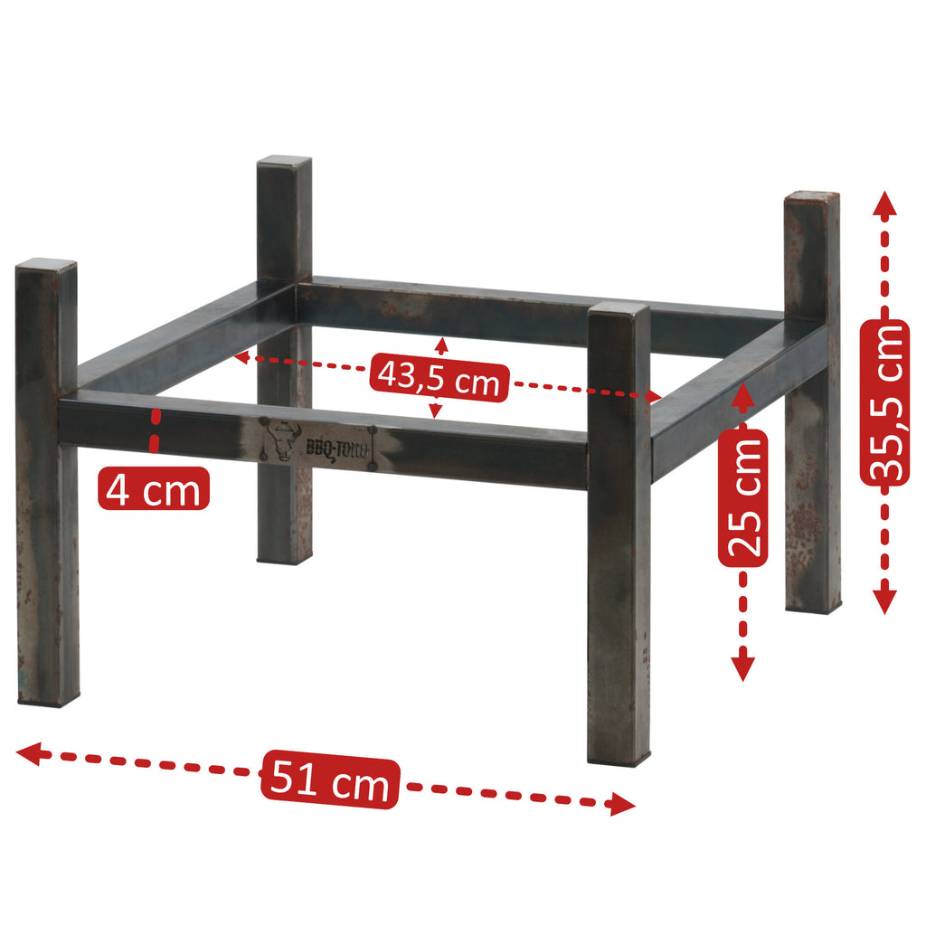 Fire Pit Stand, Rectangular, Steel Gray, Carbon Steel