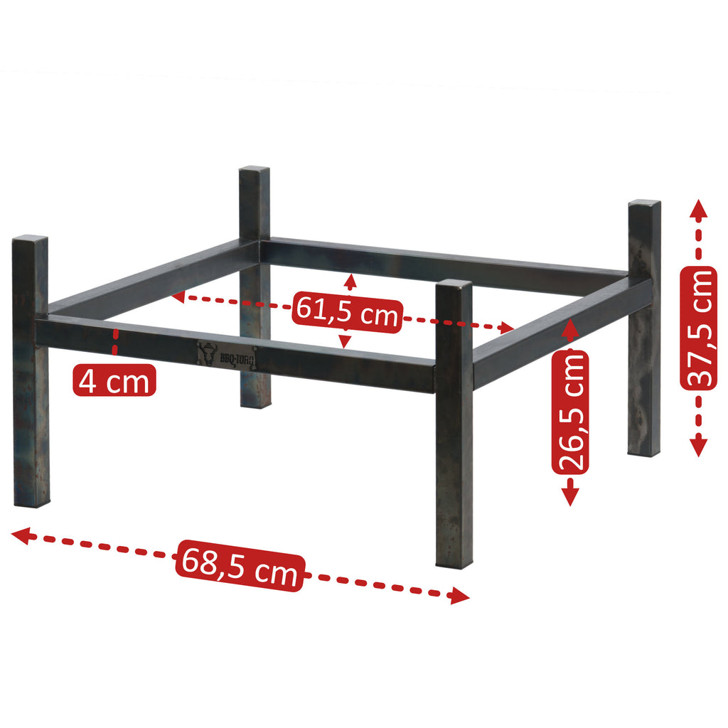 Fire Pit Stand, Rectangular, Steel Gray, Carbon Steel