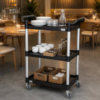 Servierwagen, bis 150 kg, mit Rollen, 3 Etagen