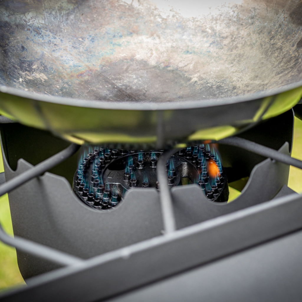 Gas Grilltisch, inkl. Windschutz, 2 Gusseisen Brenner, 2kW