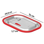 Couvercle pour récipients GN, en acier inoxydable, avec rebord en silicone