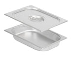 GN container for chafing dish, stainless steel, including lid
