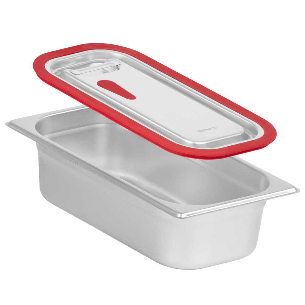 Lid for GN containers, stainless steel, with silicone rim