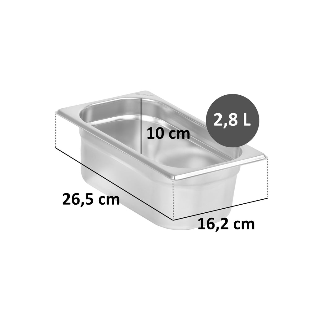 GN container for chafing dish, stainless steel, including lid