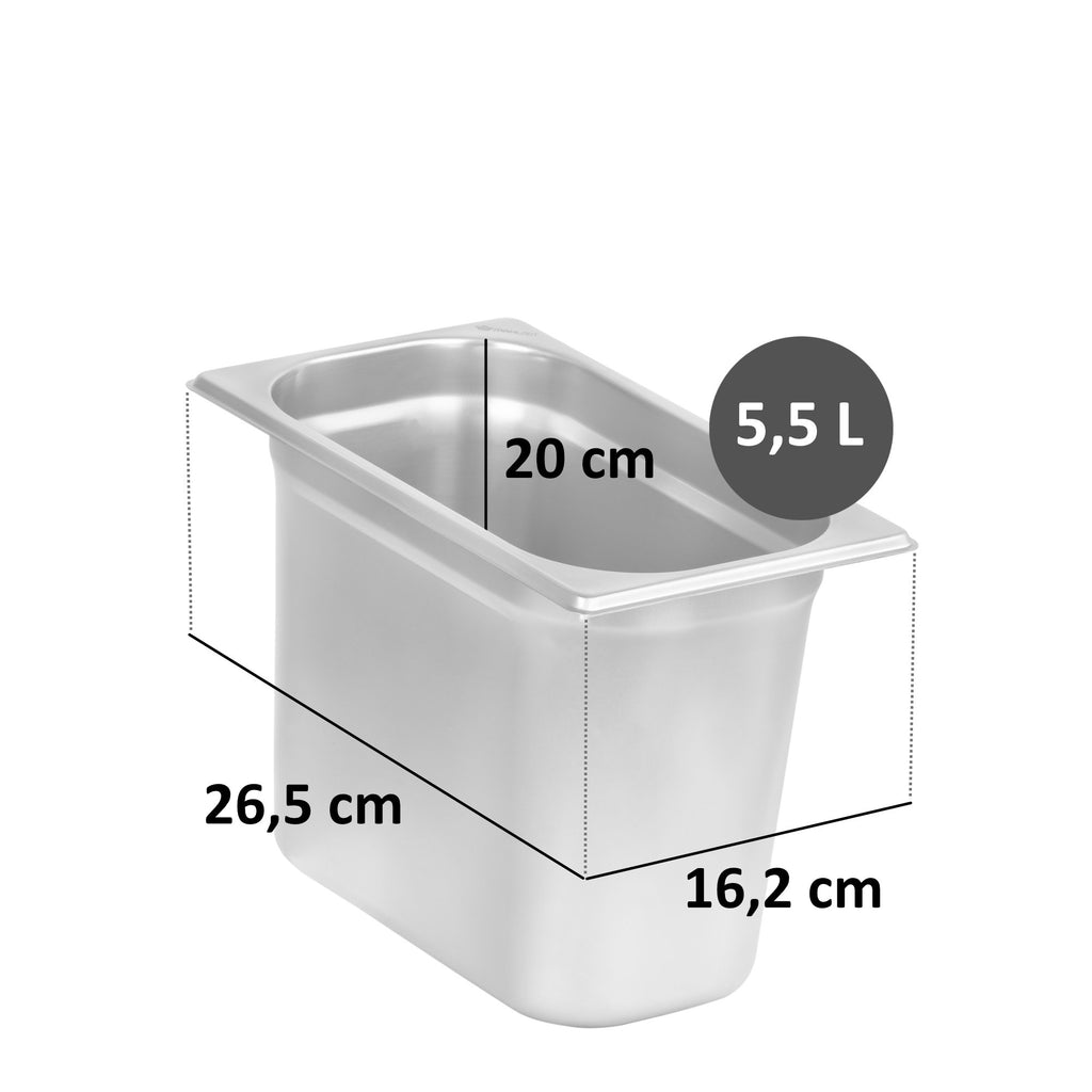 GN container for chafing dish, stainless steel, including lid