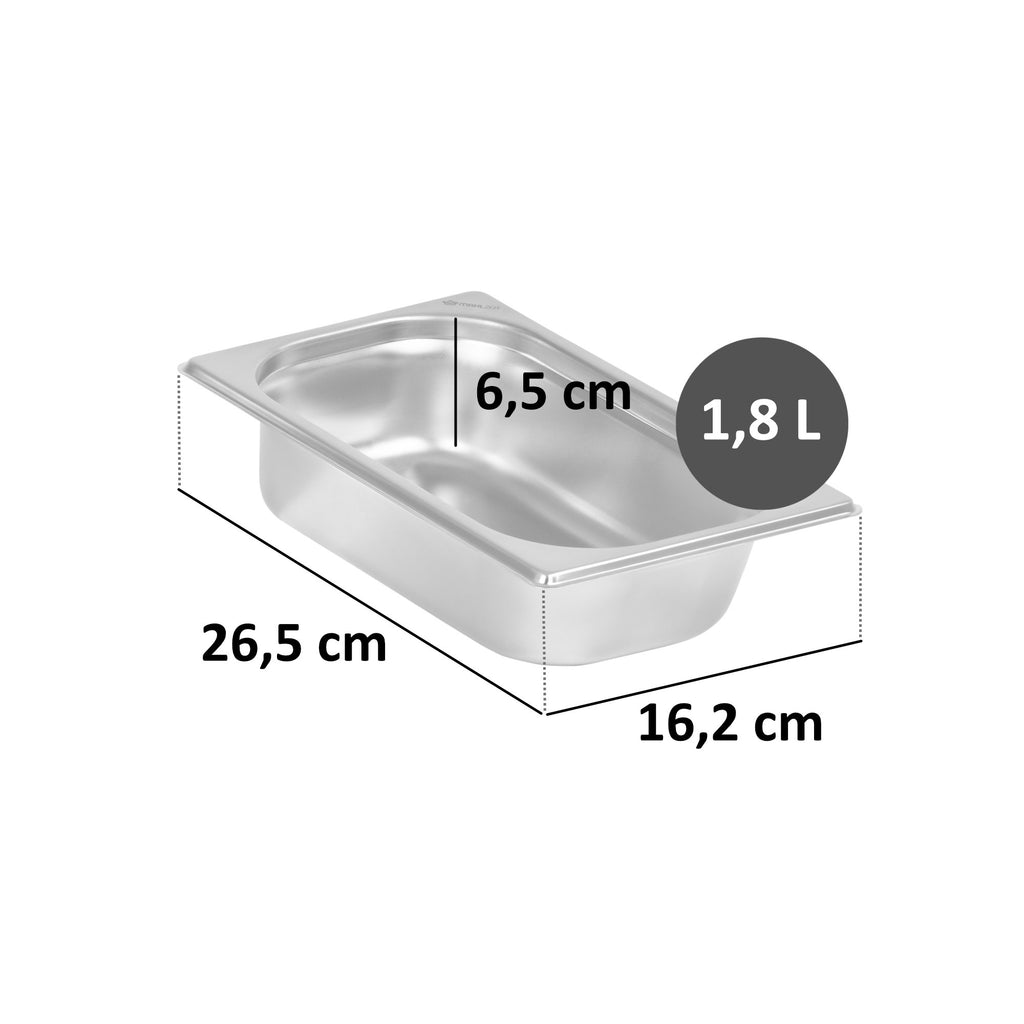 GN container for chafing dish, stainless steel, including lid