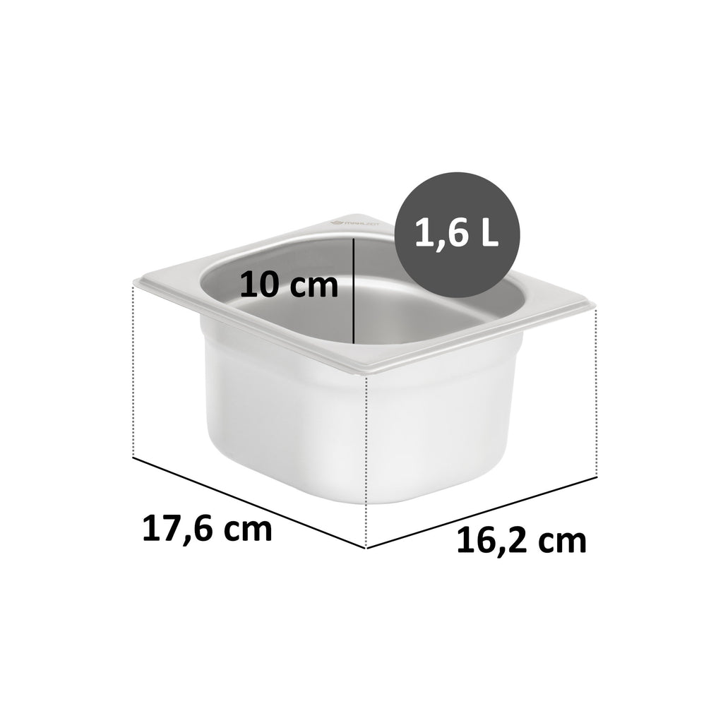 GN container for chafing dish, stainless steel, including lid