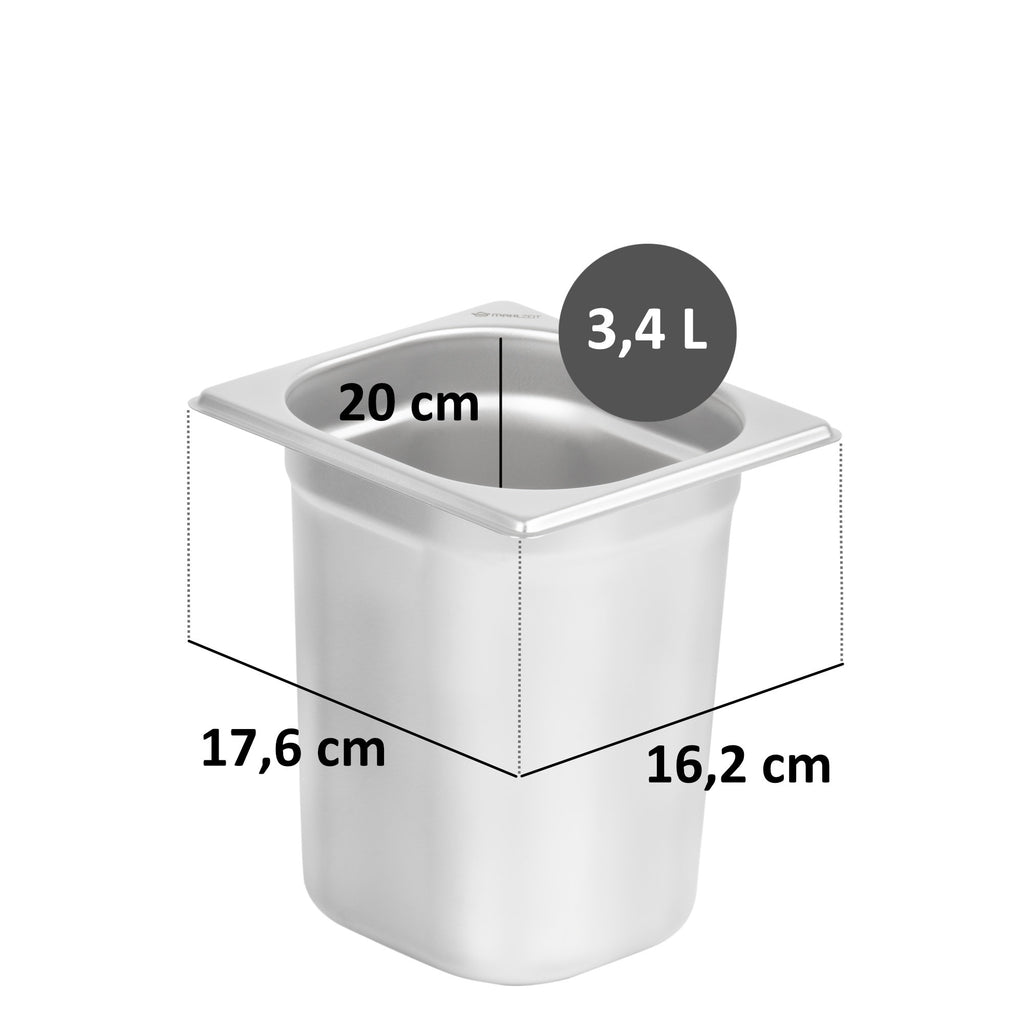 GN container for chafing dish, stainless steel, including lid