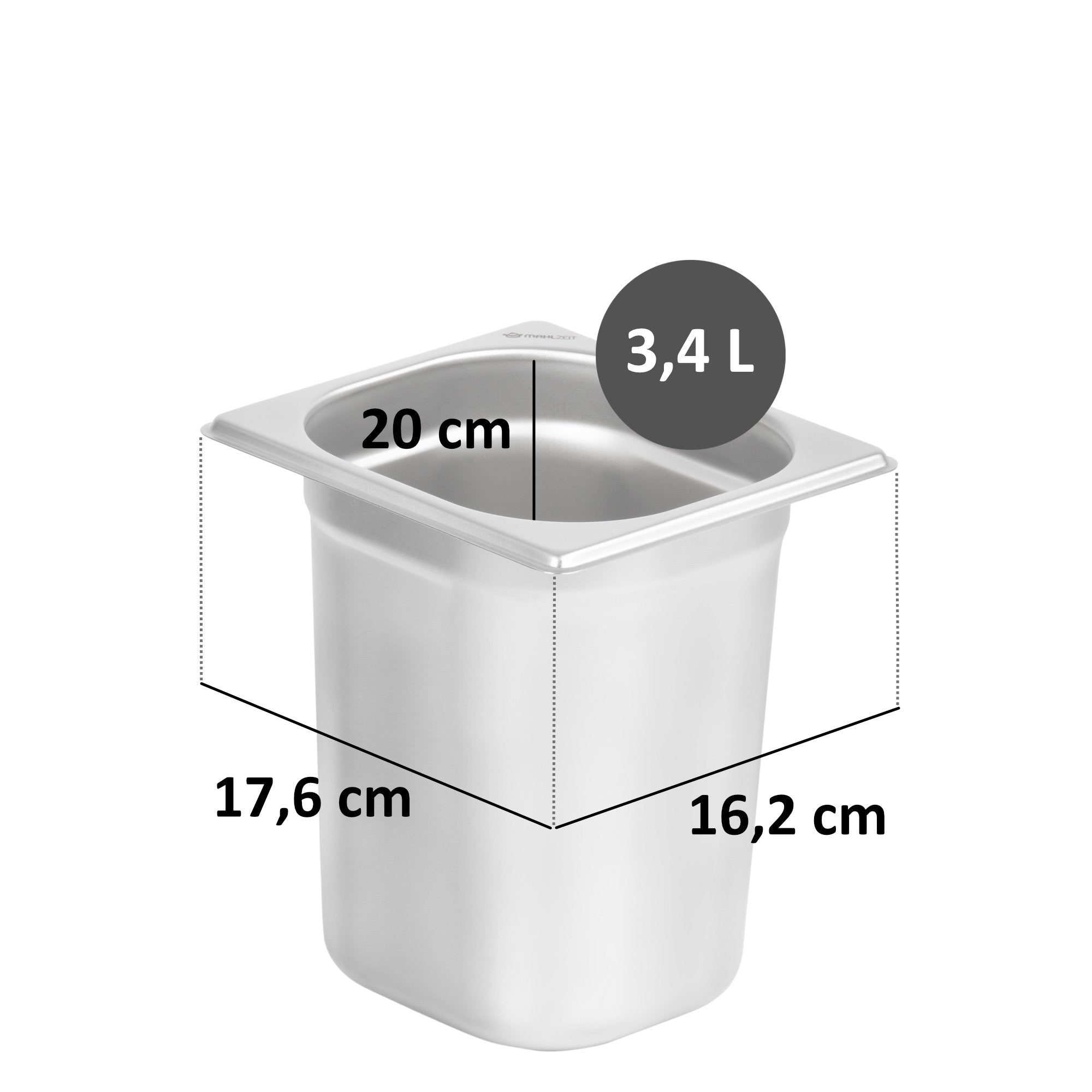 GN container for chafing dish, stainless steel, including lid