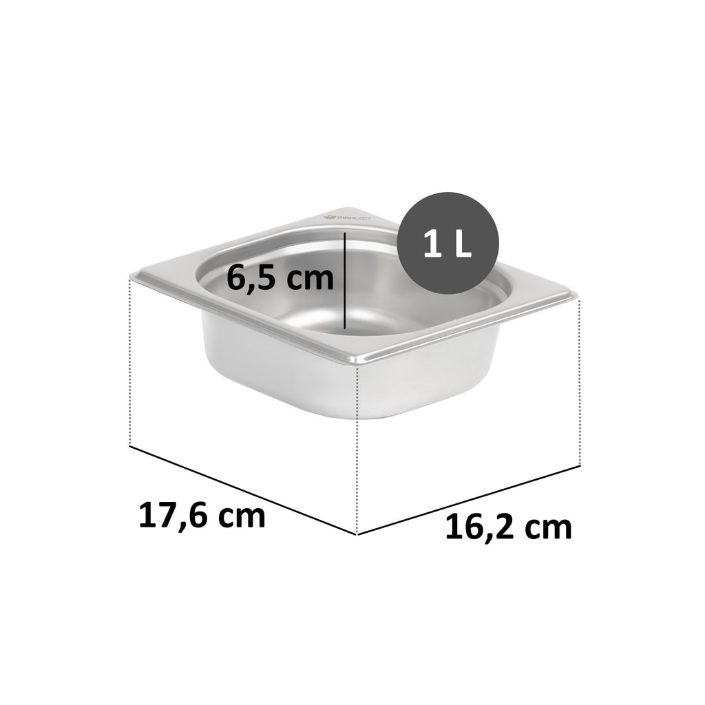 GN container for chafing dish, stainless steel, including lid