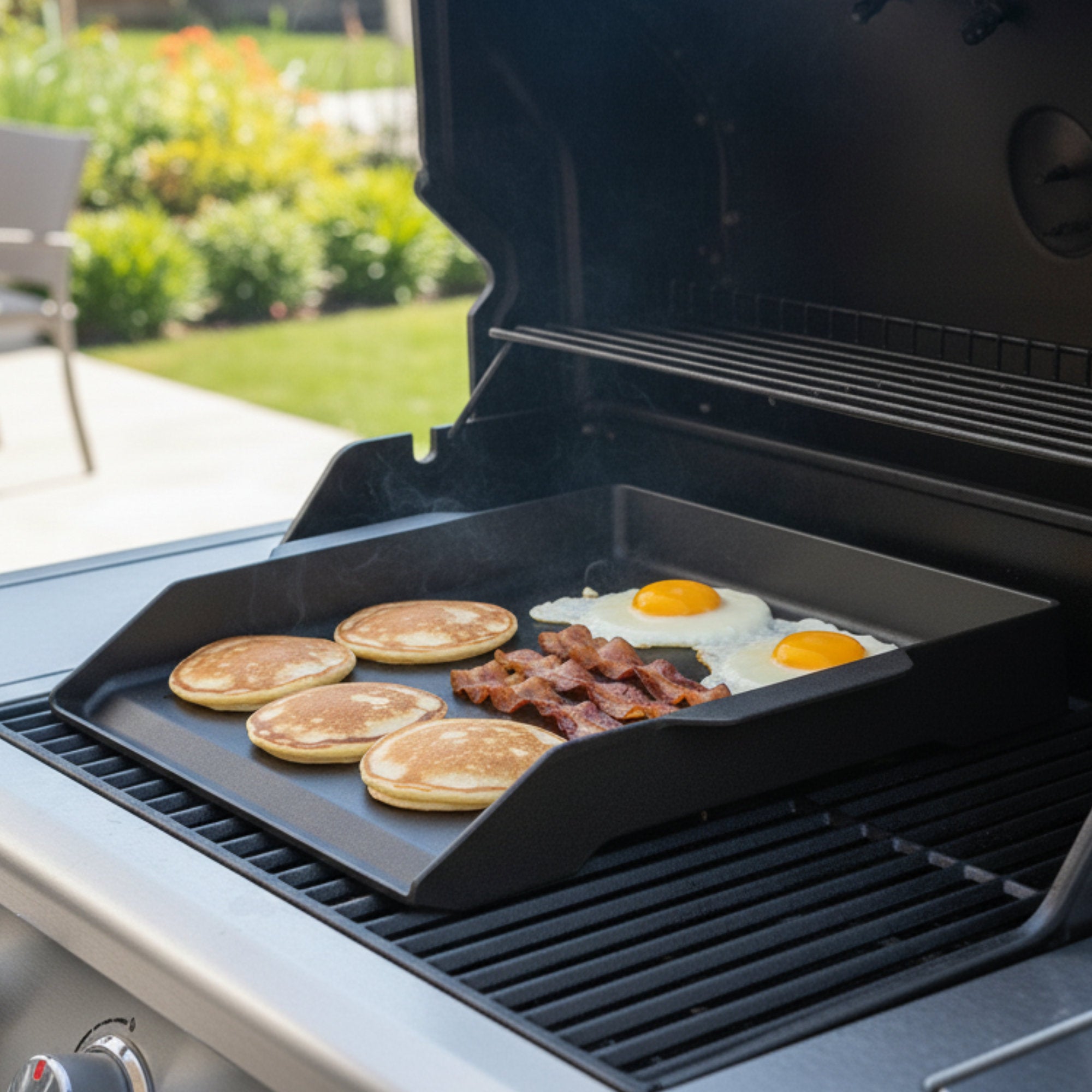 Plancha, 47 x 36 cm, en fonte émaillée mate, avec plateau de cuisson