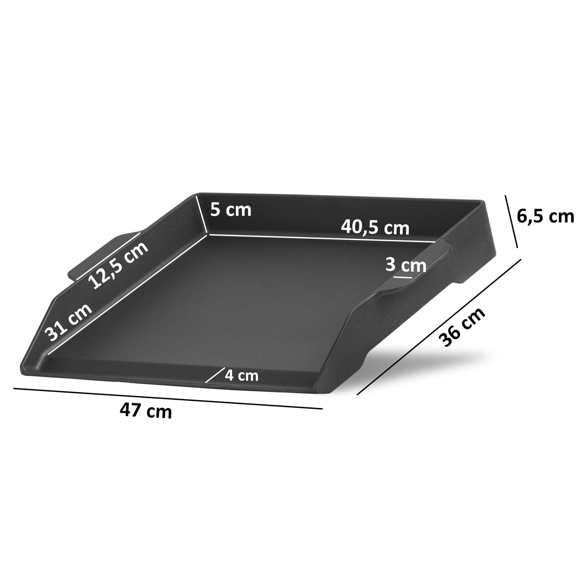 Plancha, 47 x 36 cm, en fonte émaillée mate, avec plateau de cuisson