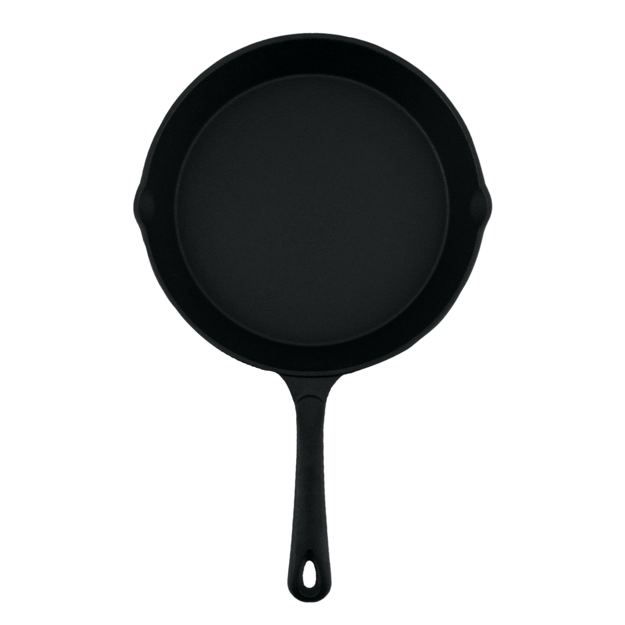 Cast iron pan, cast iron, pre-seasoned, two spouts