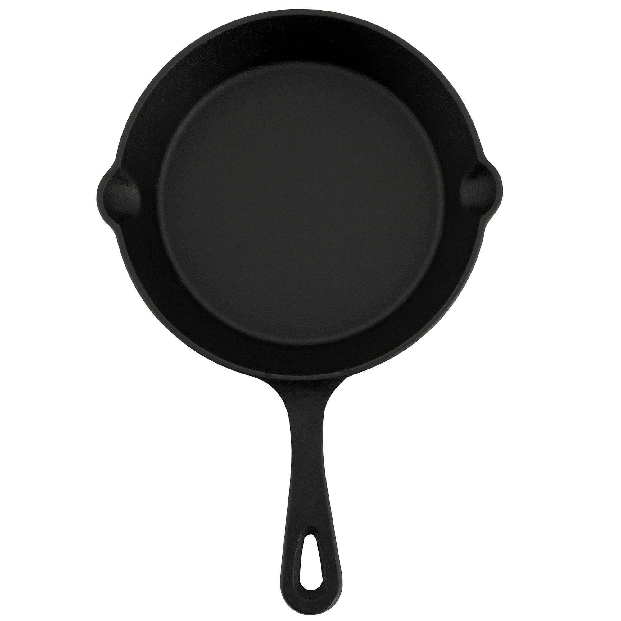 Cast iron pan, cast iron, pre-seasoned, two spouts, including glass lid