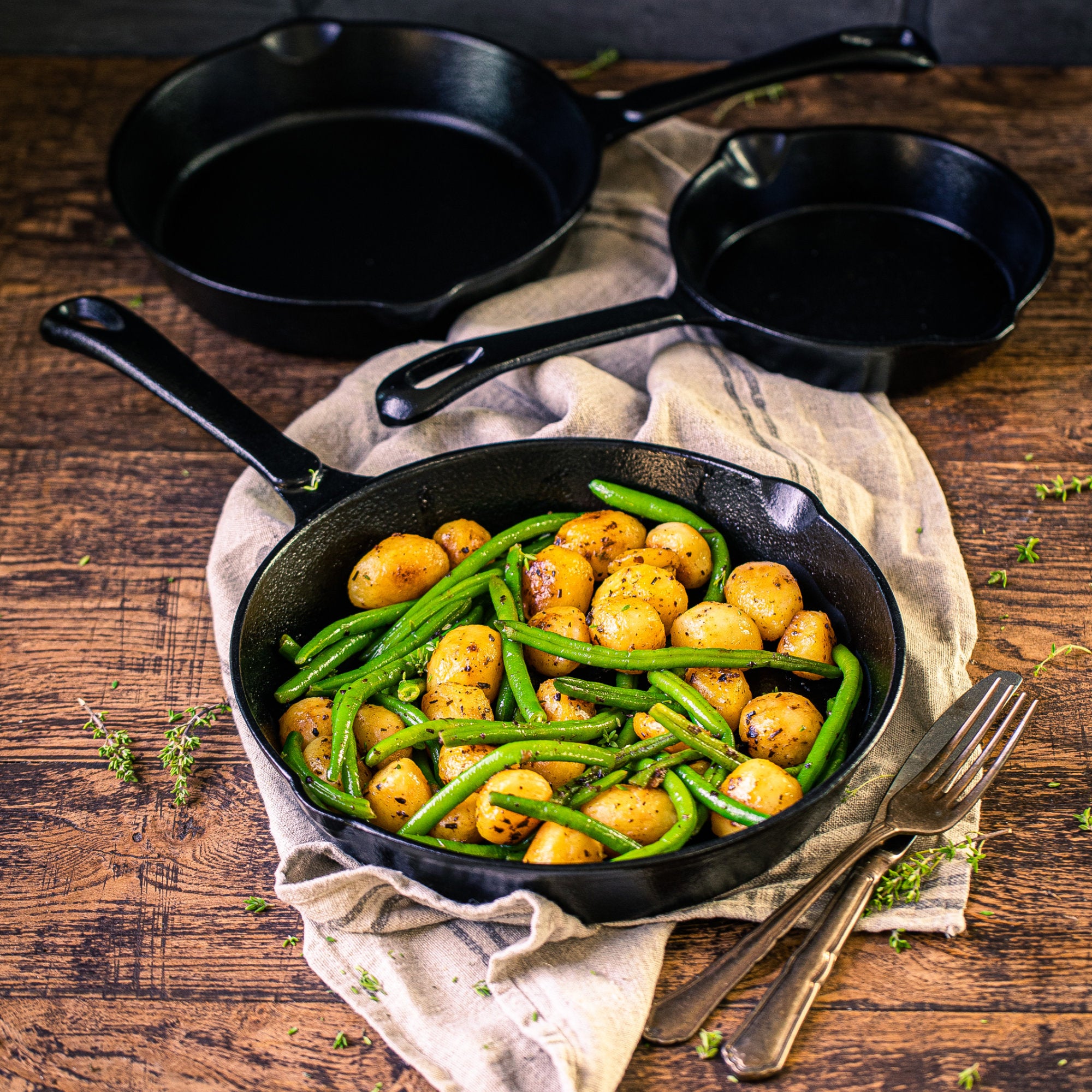 "Ultimate PRO3+" pan set, 3-piece, cast iron