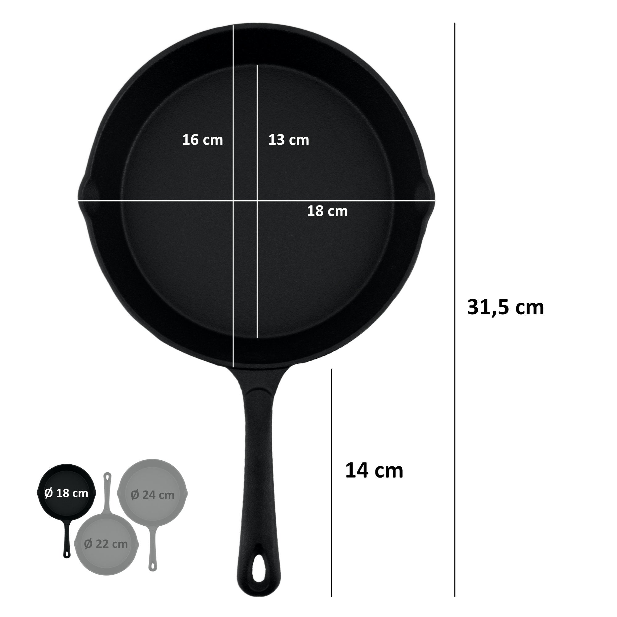 "Ultimate PRO3+" pan set, 3-piece, cast iron