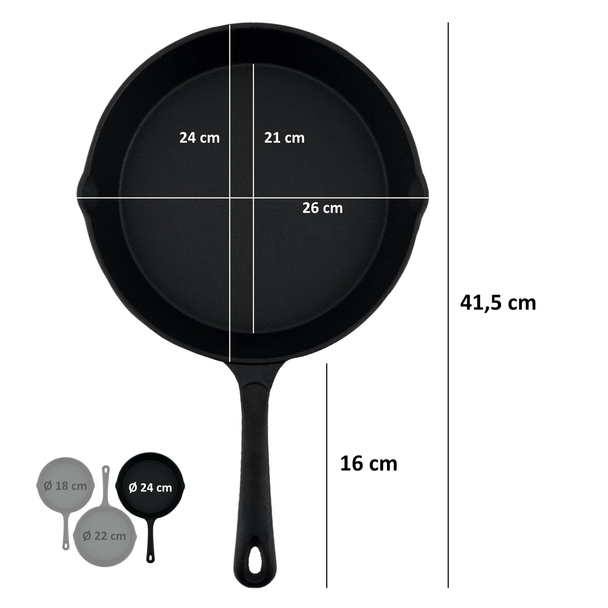 "Ultimate PRO3+" pan set, 3-piece, cast iron