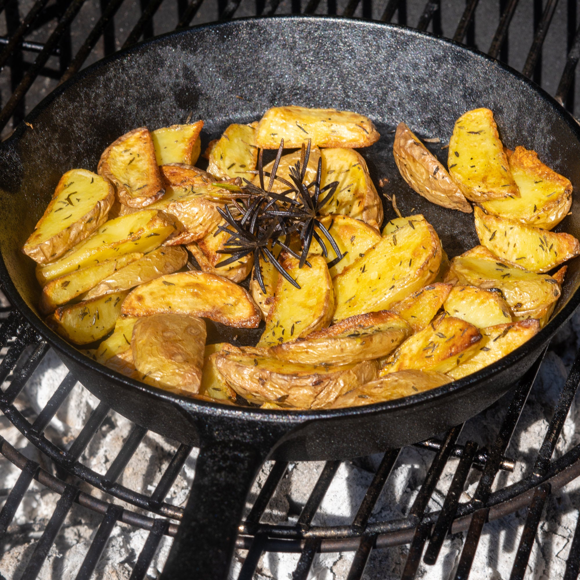 Cast iron pan, cast iron, pre-seasoned, two spouts