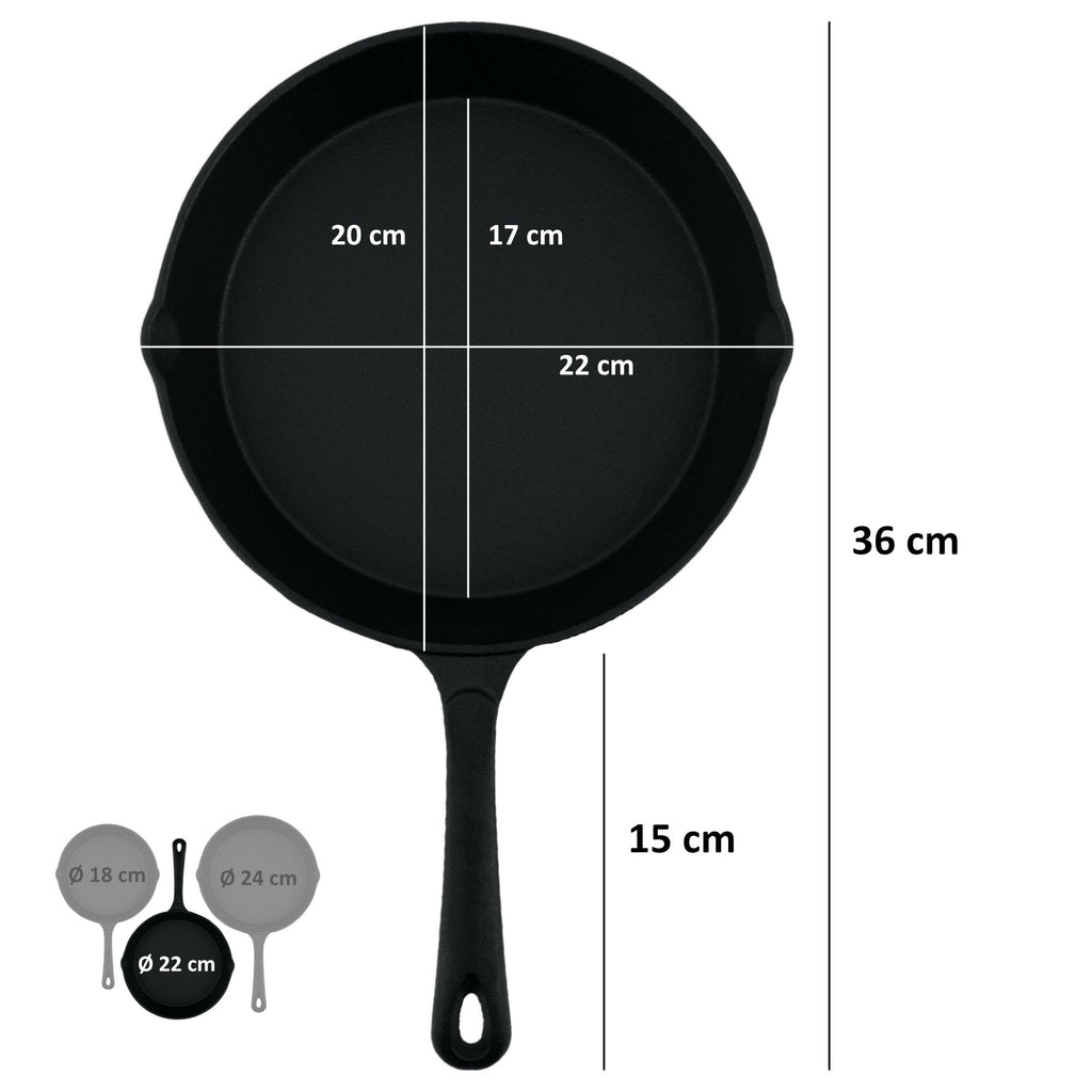 Pan set, Ø 16 cm, Ø 20 cm, Ø 24 cm, cast iron