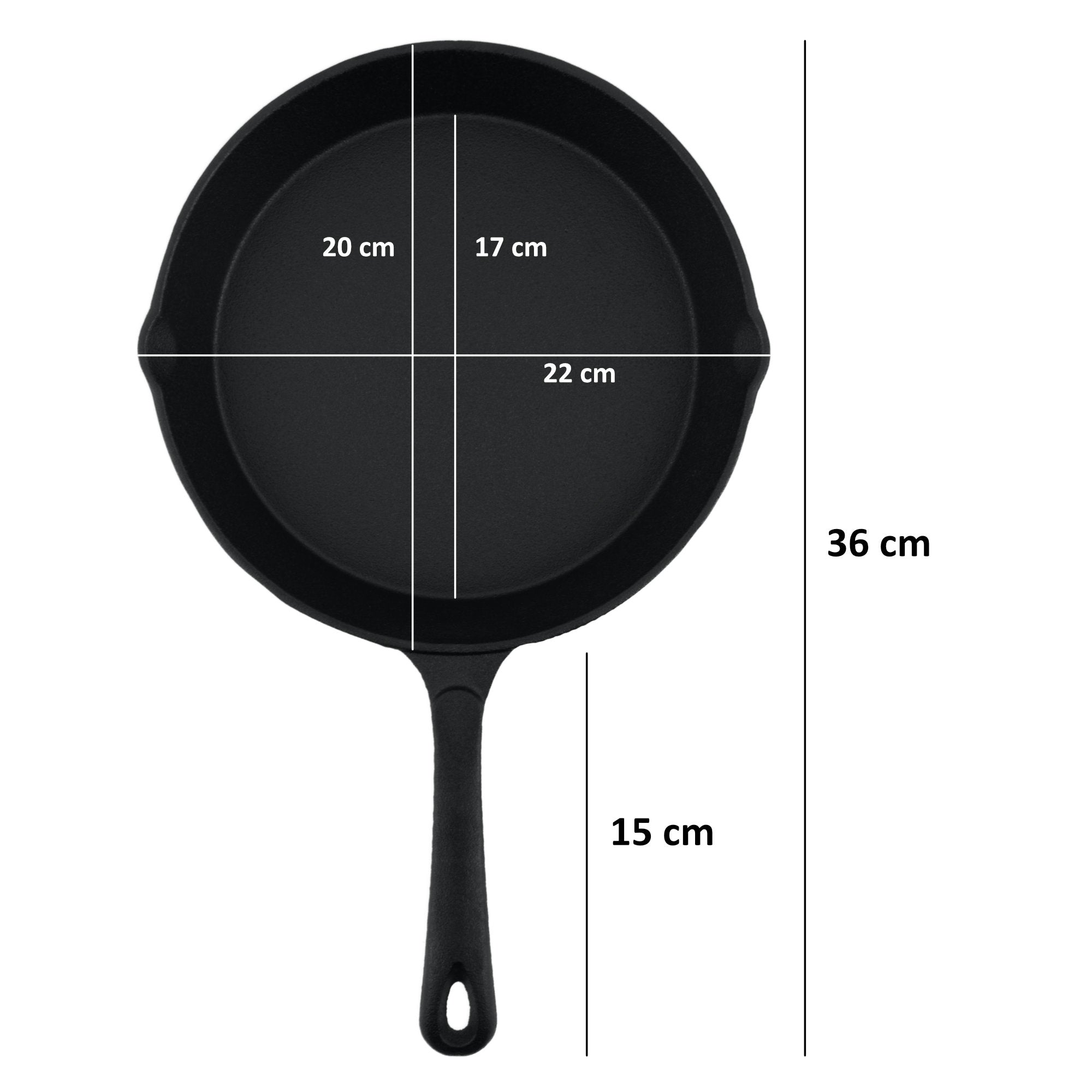 Cast iron pan, cast iron, pre-seasoned, two spouts