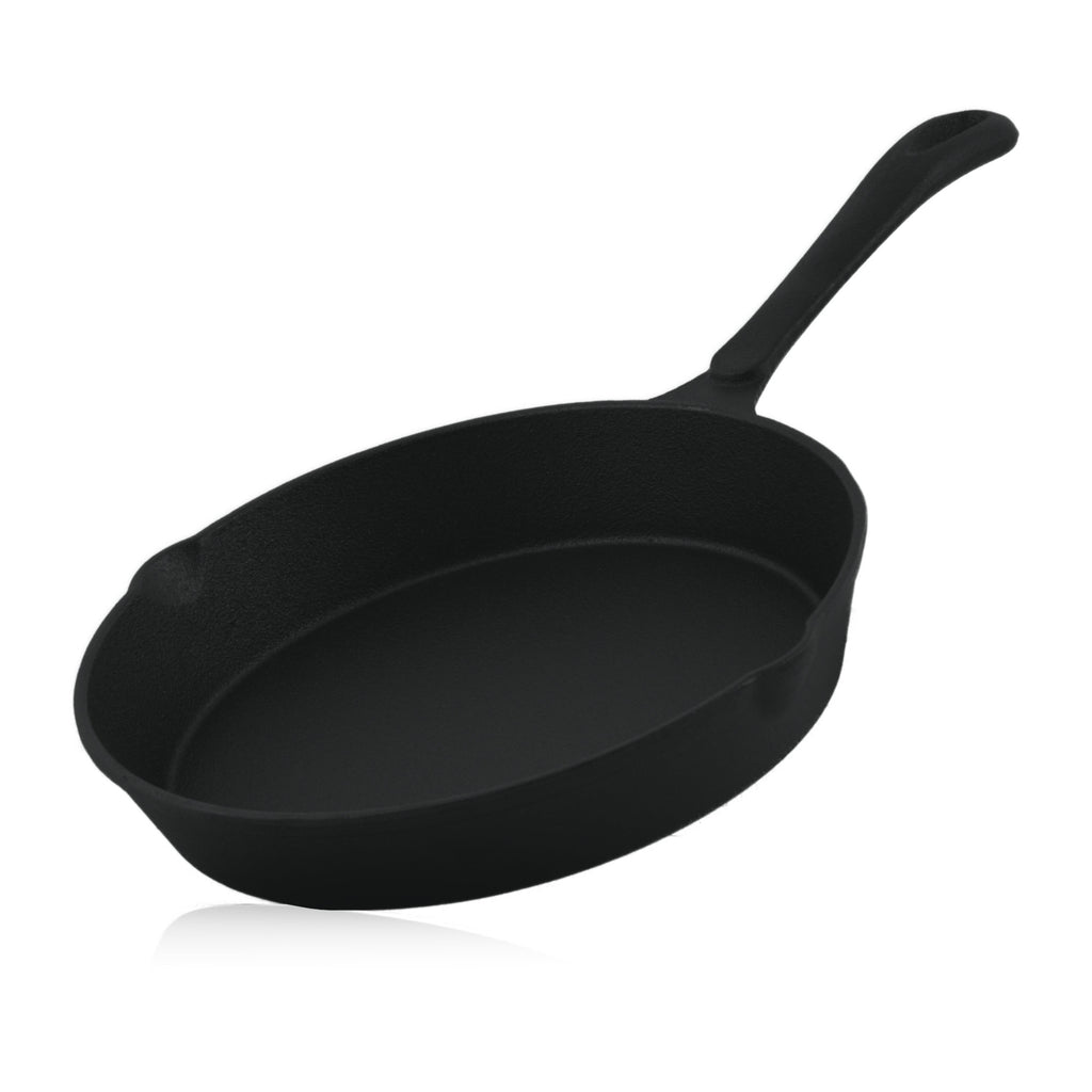 Cast iron pan, cast iron, pre-seasoned, two spouts