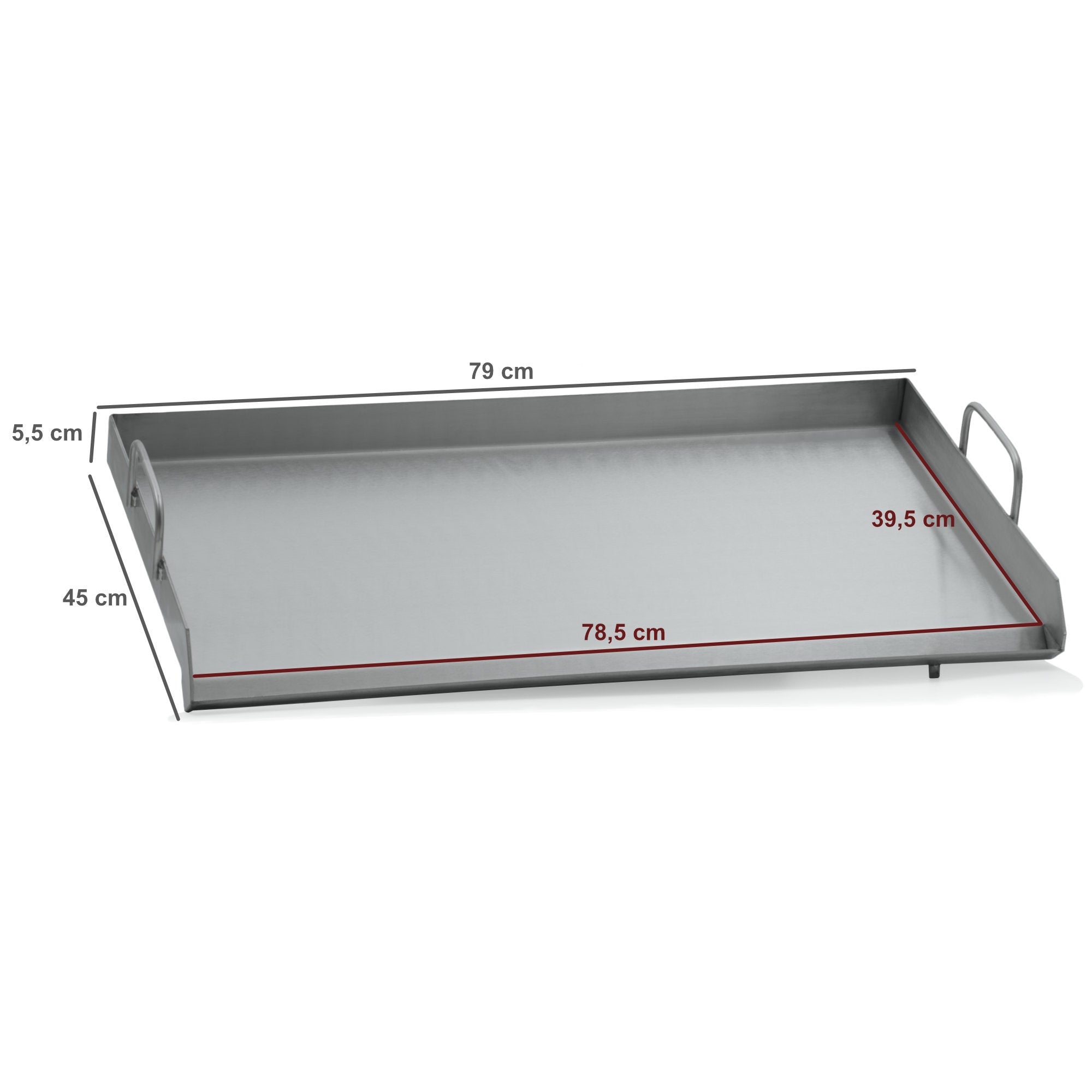 Plaque de cuisson en acier inoxydable pour table de barbecue à gaz, 79 x 45 x 13 cm