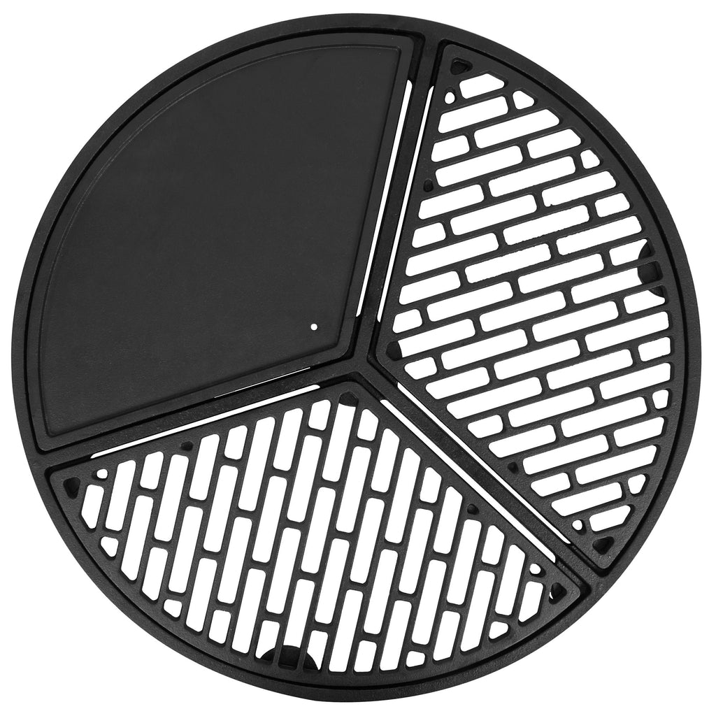 Ensemble plancha, grille 2/3, plaque de cuisson 1/3, Ø 54,5 cm, fonte, pré-culottée